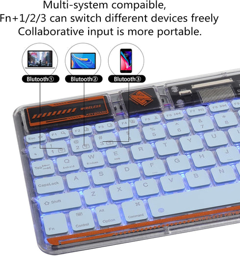 Bluetooth Keyboard for iPad, 10-inch Wireless Keyboard for PC Tablet Phone Computer, Rechargeable Multi-Device RGB Backlit Keyboard, Compatible wi...