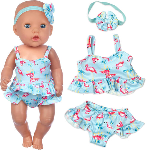UNICORN ELEMENT 8 Pcs Baby Doll Clothes and Accessories, Baby Doll Feeding and Caring Set with Baby Doll Diaper Bag, Clothes, Diapers, Bottles, Pa...