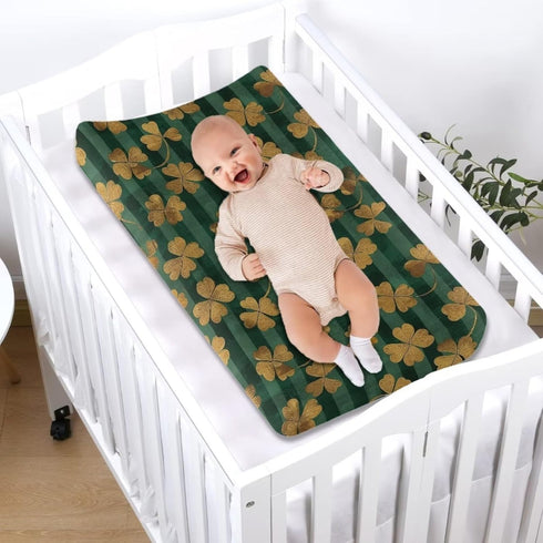 Golden Leaves Changing Pad Cover for Baby Saint Patricks Day Comfort Diaper Change Table Pad Covers Soft Breathable Changing Pad Sheets Cover...
