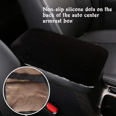 7 Pieces Fluffy Car Accessories Set, Cute Fluffy Steering Wheel Cover Set Faux Wool Seatbelt Shoulder Pads Auto Center Console Armrest Pads Fuzz H...