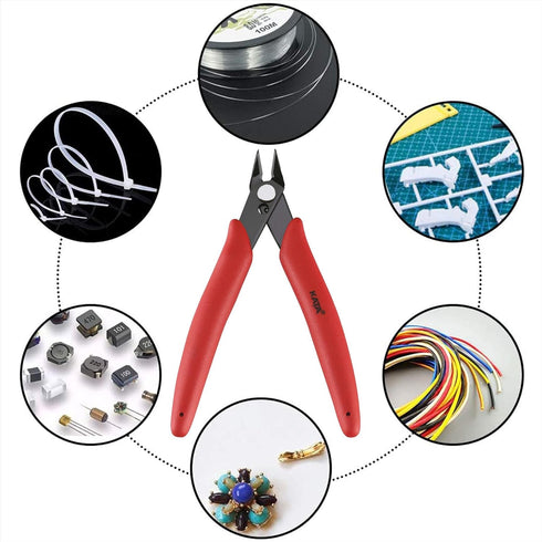 KATA 5 Inch Micro Wire Cutters, Precision Mini Flush Cutters and Clean Cut Pliers for Electronics, Model, Jewelry, Model Kits, Red...