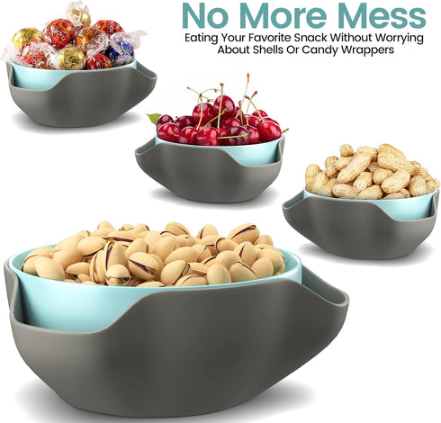 Pistachio Bowl By Elevated Essentials - Double Dish Serving Bowl with Shell Storage - Perfect for Fruit, Nuts, Candy & Snacks...