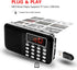 LEFON Mini Digital AM FM Radio Media Speaker MP3 Music Player Support TF Card/USB Disk with LED Screen Display and Emergency Flashlight Function (...