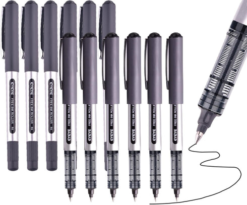 Black Liquid Ink Rollerball Pen, Fine Tip Pens Bullet Nib 0.5mm Black Ink?Smooth Writing Rollering Writing Pen, 12 Pack Office Bulk Pens...