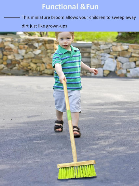 Kids Broom-Wooden Handle Small Broom for Kids Housekeeping Cleaning...