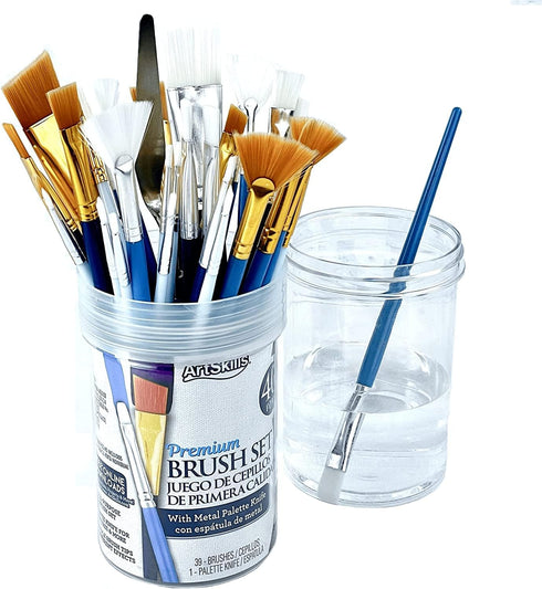 ArtSkills Acrylic Paint Brush Set, Acrylic Paint Brushes for Canvas Painting, Craft Paint Brushes with Palette Knife, 40 pc...