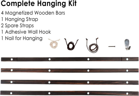 Magnetic Poster Hanger Frame - 24 inches Wooden Magnetic Poster Frame Hanger for Scratch Off Maps, Prints, Pictures, Photos, Canvas Artwork...