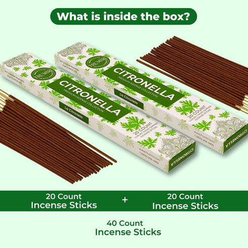 Citronella Incense Sticks for Outdoor Camping - Total 40 Insence-Sticks - Dual Pack of 20 Insense - Inciensos - Inscents - Natural Non Toxic Ingre...