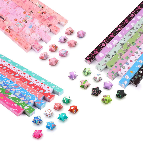 1600 Sheets Star Origami Paper - 24 Different Designs of Cute Romantic Cartoon Origami Folding Strips Decoration for DIY Handcrafts, School Teachi...
