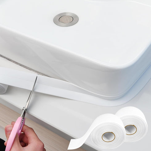 White 1.5"*10.5'*2 Packs Caulk Tape Self Adhesive Caulking Tape Caulk Strips for Bathroom Waterproof,Caulk Strip for Kitchen Stove Sinks Corners T...