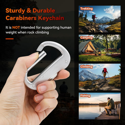 Multitool Carabiner with Pocket Knife, Bottle Opener,Nail file,Small Scissors,EDC Carabiners Keychain with Folding Knives,Auxiliary Tools for Camp...