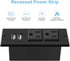 Recessed Power Strip, Black Desktop Power Grommet Socket with Furniture, 2 AC Outlets & 2 USB Ports for Conference Desk,Kitchen,Office,Home,Hotel ...