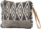 Myra Bag Second Impression Upcycled Canvas & Cowhide Leather Wristlet Pouch Bag S-1261...