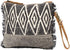 Myra Bag Second Impression Upcycled Canvas & Cowhide Leather Wristlet Pouch Bag S-1261...