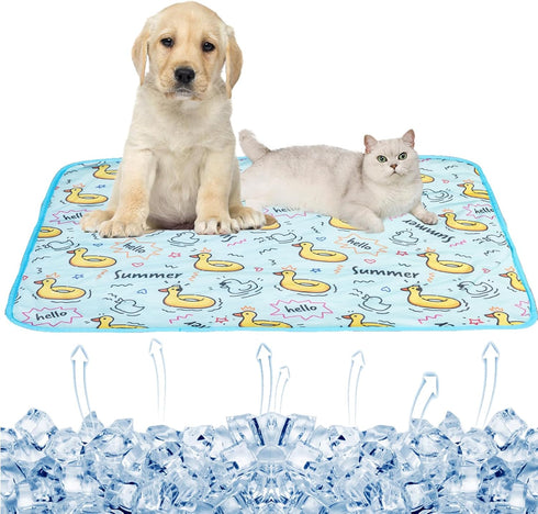 Dog Ice Pad Ice Silk Cats Kennel Mat Pet Cooling Pad Summer Cool Bamboo Mat Breathable Pad (Duck, L)...