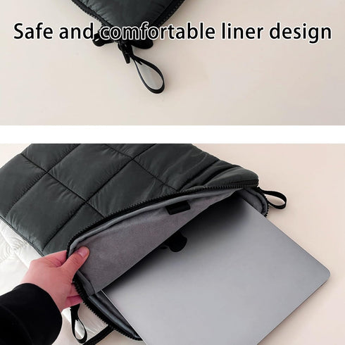 Puffy Laptop Sleeve 13 Inch Black, Waterproof Carrying Case Bag for Women, Fluffy Computer iPad Pro 12.9 Case, Compatible with MacBook Pro 12, Mac...