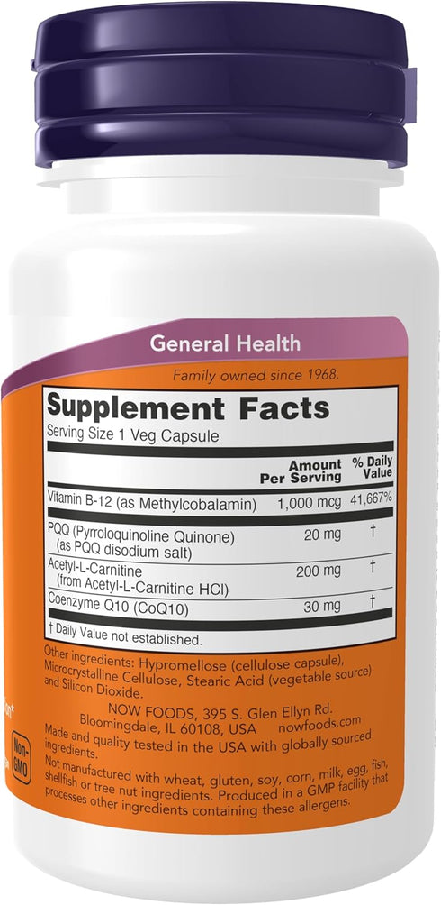 NOW Supplements, PQQ Energy, Free Radical Scavenger*, Cognitive Support*, 30 Veg Capsules...