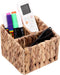 Remote Control Holder Wicker Desk Organizer Divided Storage Basket,Hand Woven Cosmetic Storage Box with 3 Compartments,Water Hyacinth Remote Contr...