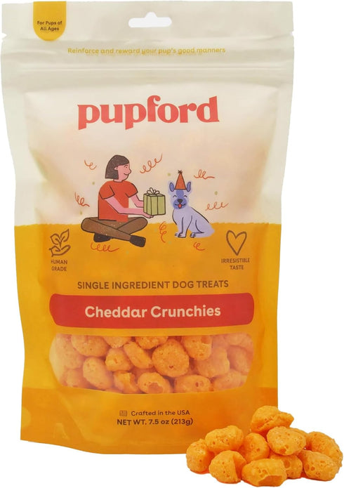 Pupford Cheese Crunchies, Premium Single-Ingredient Treat for Dogs & Puppies (Cheddar, 7.50 oz)...