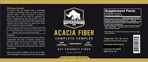Fast Acting, Organic Acacia Senegal Fiber Capsules 300pk. Natural Soluble Fiber Supplement Pill. Vegan Prebiotic Capsules....