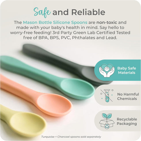 Mason Bottle 2 Pack Silicone Spoons (Buttercup & Harbor)...