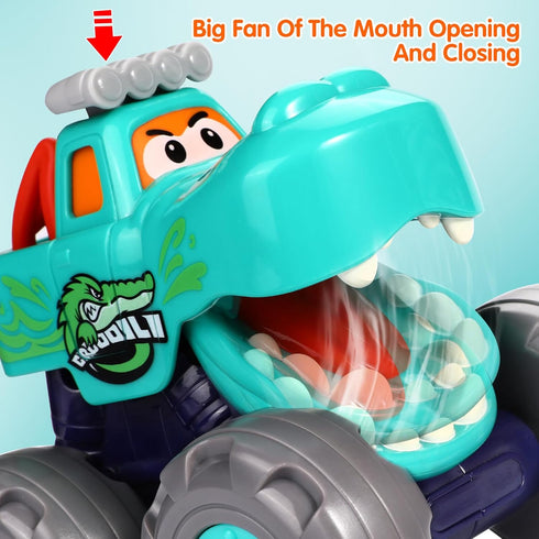 Toy Cars For 1 2 3 Year Old 3 Pack Monster truck Toy Push & Go Crocodile Friction Powered Bull Pull Back Leopard Car Big Wheel Animal Car Baby Toy...