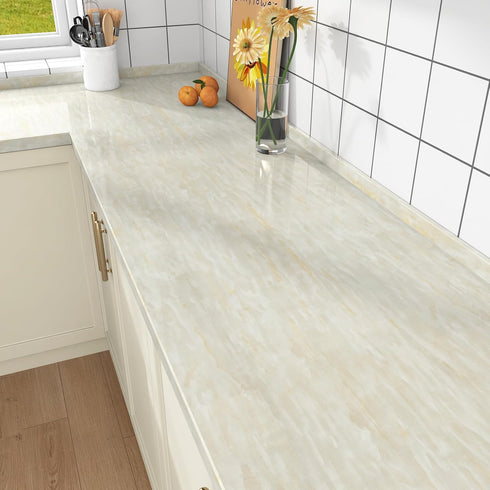 Misty White Marble Contact Paper for Countertops Marble Peel and Stick Wallpaper for Kitchen Backsplash Waterproof Vinyl Film Granite Countertop W...