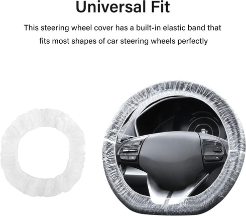 100PCS Disposable Steering Wheel Covers,Disposable Steering Wheel Protector with Elastic for Avoiding Scuffs & Scratches,Universal Car Steering Wh...