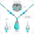 3 Pieces Bohemian Turquoise Jewelry Set Women Western Jewelry Set Turquoise Pendant Necklace, Vintage Turquoise Dangle Earrings, Stretchable Turqu...