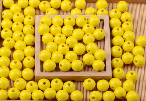 AD Beads Large Hole Wood Spacer Wooden Jewelry Making Bracelet Necklace Chandelier, Large Wooden Rosary Beads Craft Beads (16mm 100pcs, Yellow)...