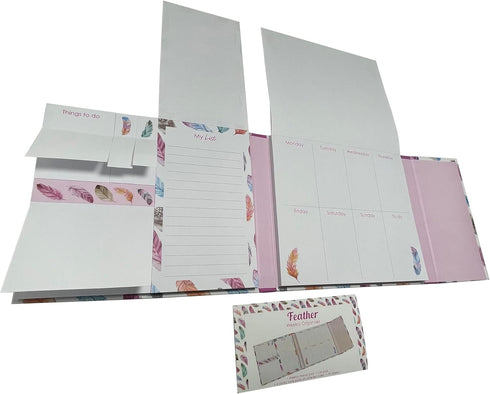 Cutepaper - Cute Paper Weekly Organiser Self-Stick Notes, Pastel Memo Pad Set, Weekly Note Pad, Colored Printing with Feather Shapes, Mini Sticky ...