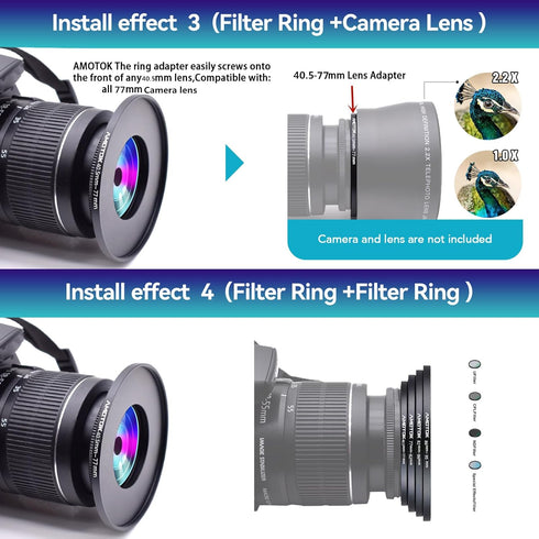 40.5mm Lens to 77mm Camera Lens Adapter,40.5mm to 77mm Filter Step up Ring Adapter Ring,Compatible All 77mm Filter Accessory...
