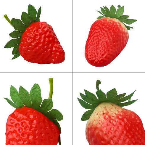 RONRONS 20 Pieces Artificial Strawberry Lifelike Fruit Plastic Strawberries Photography Prop Home Kitchen Cabinet Party Ornament, Small...