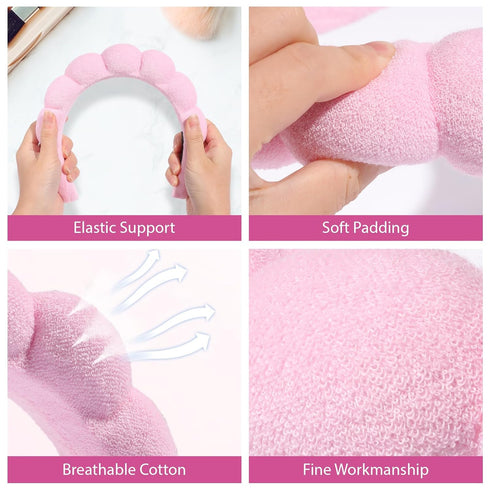Spa Headband for Washing Face, Sponge Makeup Headband Bubble Skincare Headbands, Terry Cloth Headbands Non-slip Facial Headband for Girls Women...