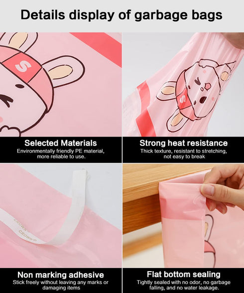 Car Trash Bag, ZIRANSHU 60pcs Cartoon Stick-on Disposable Trash Bag, Leakproof Vomit Bag, Beauty Garbage Bag, Adhesive Trash Bags for Cars, Kitche...
