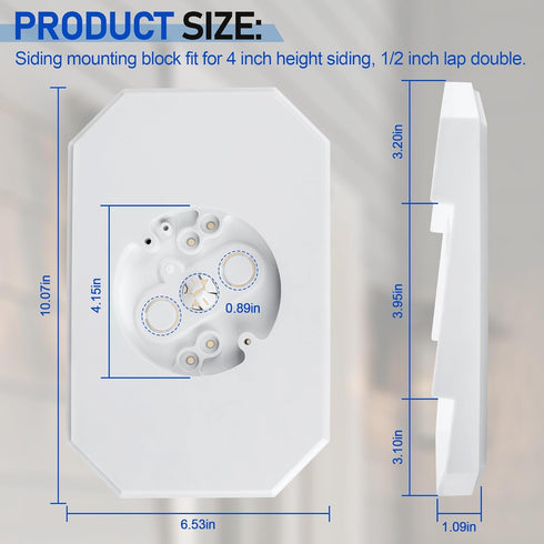 Siding Mounting Block 8141DBL, Outdoor Light Siding Mount Kit with Built-in Electrical Box, Vinyl Siding Mounting Plate for 1/2 inch Lap Double Si...