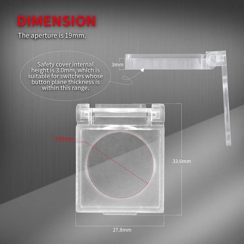 DaierTek 19mm PC Power Push Button Switch Cover Safety Guard Plastic Transparent Cap Protector for 3/4" Mounting Dia. Pushbutton Artists Light Box...