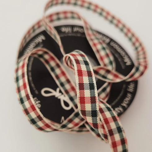 Micomon Gingham Ribbon - Red & Green Checkered Christmas Ribbon, 25 Yards Each Roll, 100% Polyester (3/8")...