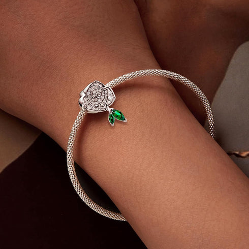 Rose in Bloom Charms Bead for Bracelets and Necklaces 925 Sterling Silver Mom Women's Holiday...