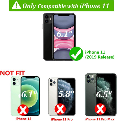 for iPhone 11 Wallet Case,Women Flip Folio Cover with Butterfly Embossed PU Leather Stand Card Holder Slots Magnetic Detachable Wrist Strap for iP...