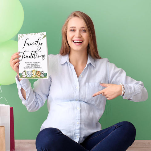 Fumete 61 Pieces Baby Shower Games Include Family Traditions Sign and 50 Baby Shower Family Traditions Cards with 10 Pencils for Baby Shower Party...
