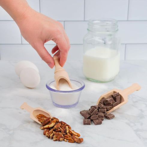 Small Wooden Teaspoon Scoops for Food Canisters & Jars, Teaspoon Measuring Spoons, Mini Wood Coffee scoop for Ground Coffee Bath Salts Manuka Hone...