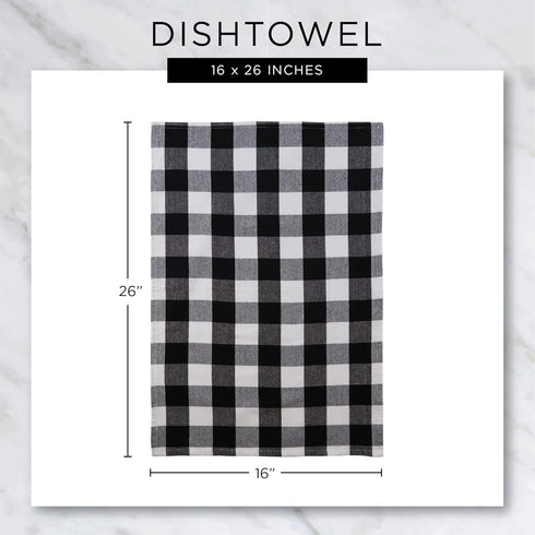 DII Basic Terry Collection Windowpane Dishtowel Set, 16x26, Black Solid, 4 Piece...