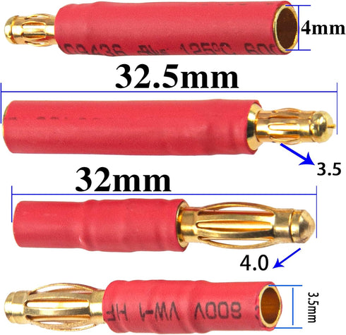 5Pairs ShareGoo No Cable 4mm Bullet Connector to 3.5mm Bullet Connector Banana Gold Plug Adapter for RC Car Boat FPV ESC Motor...