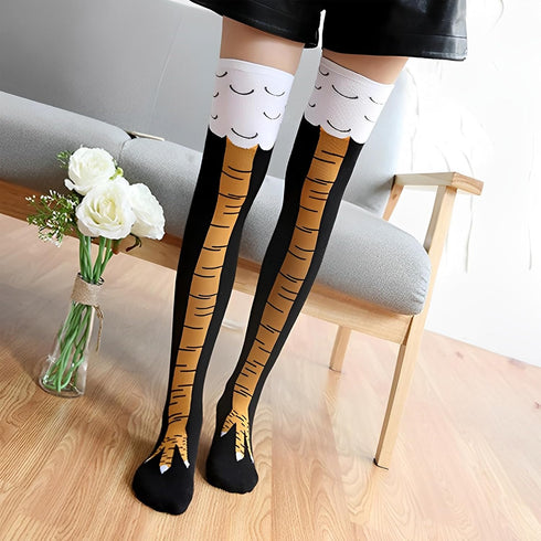 Chicken Leg Socks 1 Pair 24 Inches Crazy Novelty Thanksgiving Turkey Animal Feet Claw Knee High Chicken Lady Stockings Adult Humor Party Funny Gif...