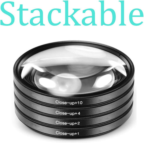 58mm Close-Up Filter Set (+1, 2, 4 and +10 Diopters) Magnification Kit for Canon Rebel T5, T6, T6i, T7i, T8i, EOS 80D, EOS 90D, EOS 77D, SL3 Camer...