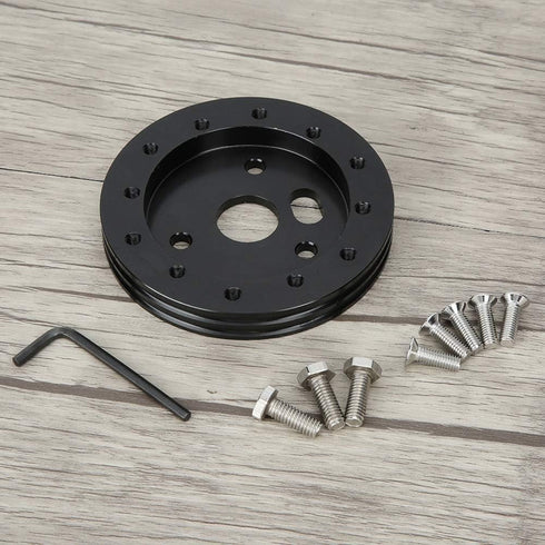 KIMISS Steering Wheel Pad, Universal Steering Wheel to Grant 3 Hole 0.5in Hub Spacer Pad for 6 Hole Adapter(Black)...