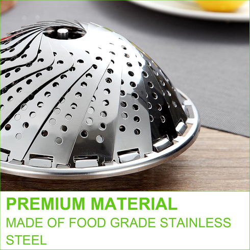 Vegetable Steamer Basket for Cooking, Stainless Steel Veggie Fish Food Steamer Basket, Folding Expandable Steamers to Fit Various Size Pot...
