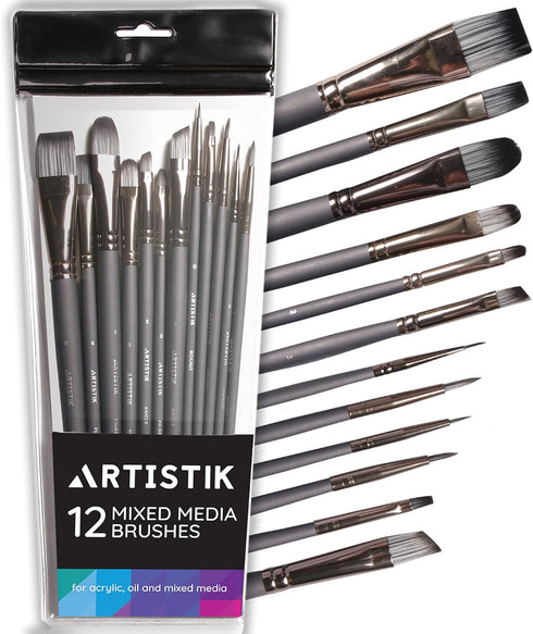 Fine Detail Paint Brush Set - (12 Piece Set) Miniature Brushes for Acrylic, Oil Watercolor, Model Craft Miniatures Painting, Paintbrushes, Profess...
