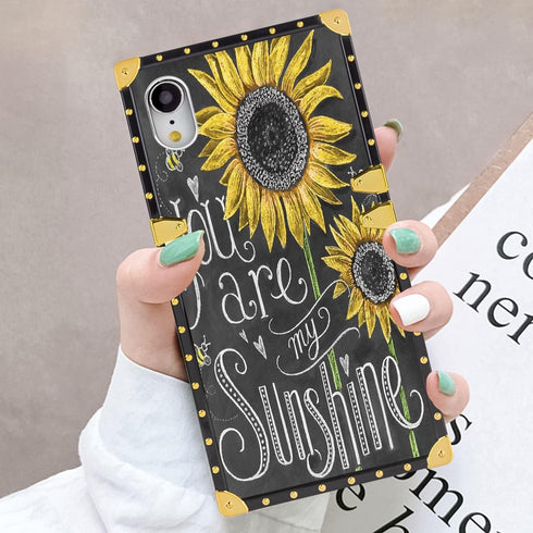 BOYYUNGYU Square Phone Case for iPhone Xr with Sunflower You are My Sunshine Pattern Soft TPU Metal Plating Four-Corner Anti-Drop and Shock-Proof ...
